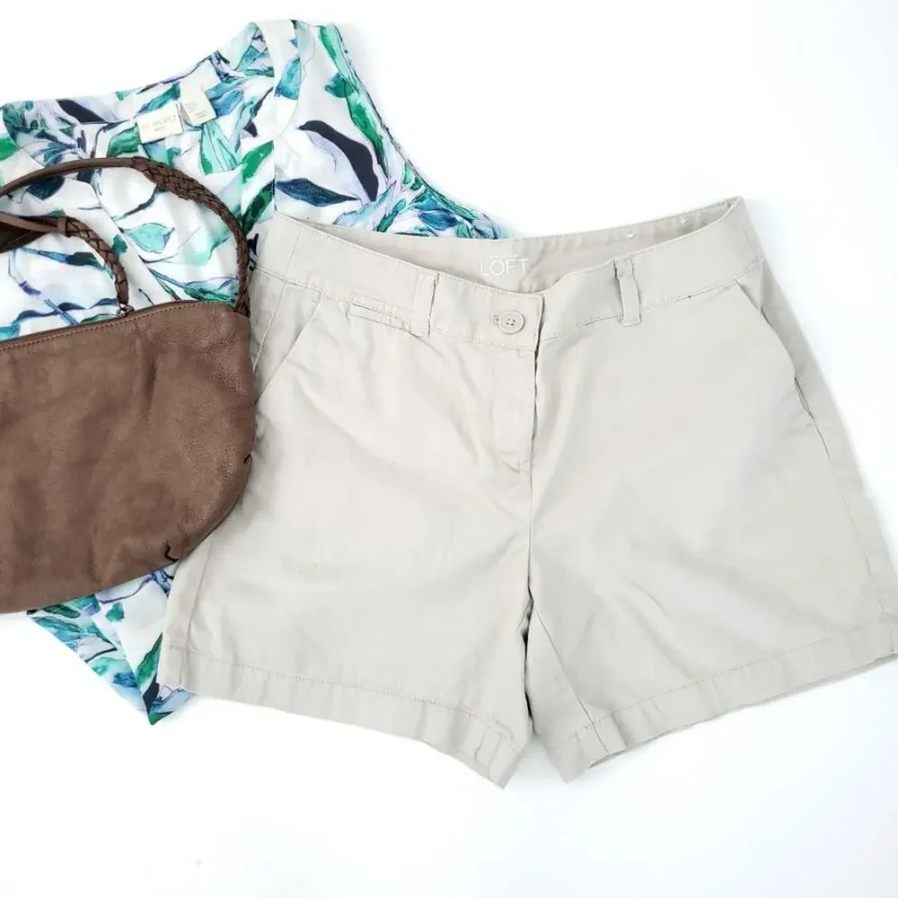 Ann Taylor Loft Fact. Original Shorts Tan Sz 4, 100% Cotton Summer Shorts Beige